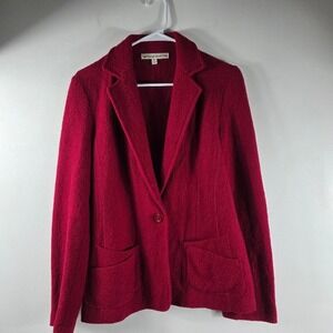 VinDavid Brooks‎ Vintage Women's Red Wool Blazer Jacket Size M Classic